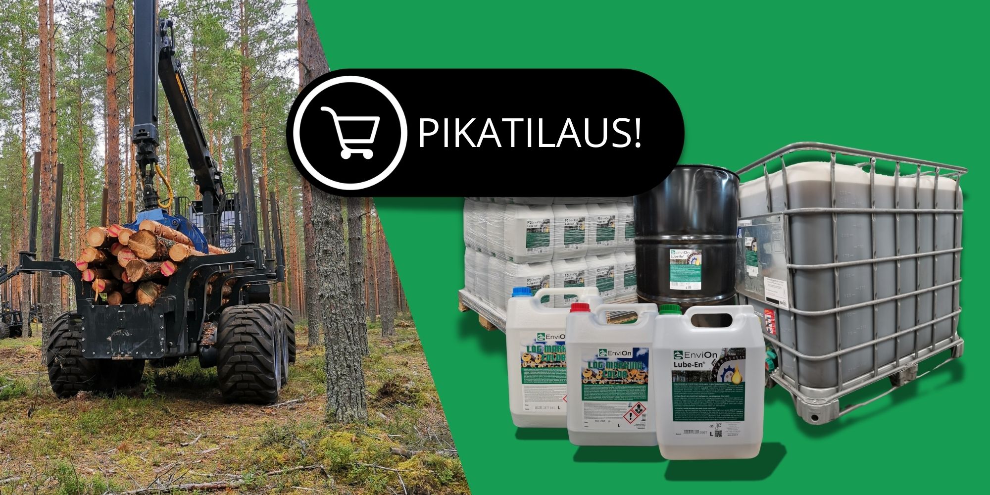 Puunkorjuu | Log marking color merkintäväri | Lube-En teräketjun voiteluaine